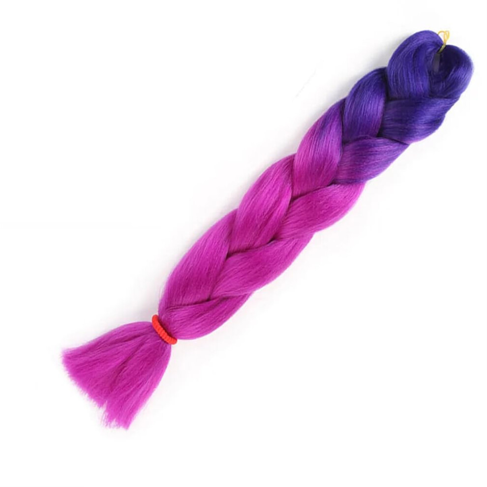 Braiding Hair Extensions Synthetic 24Inch Crochet Hair Blue Purple For Braids