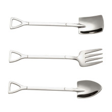 3 STKS Creatieve Koffielepel en Fruitvork Set-Zilver