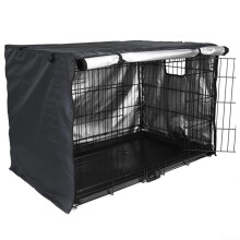 Waterproof and Breathable Pet Cage Cover Oxford Cloth Black 30Inch Fits 2448Inch Dog Crates Double Opening