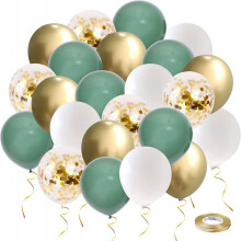 Decorațiuni elegante, baloane verde salvie cu baloane confetti aurii, kit all-in-one, culori vibrante și frumoase pentru nuntă, petrecere de ziua