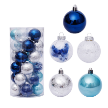 Timeless Christmas Tree Decorations, Shatterproof Clear Plastic Baubles with Embedded Sparkling Decorations