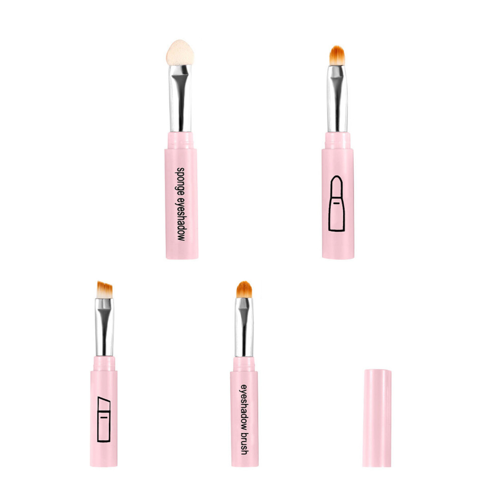 4 in 1 Makeup Brush Set Non Irritating Synthetic Fibers-Pink