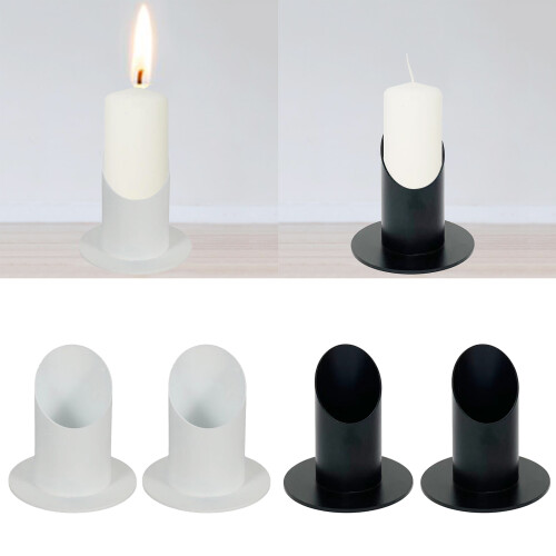 2Pcs Metal Candle Holder Communion Candlesticks Baptisms-White 2