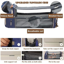 Sac à langer polyvalent avec table à langer intégrée, poches isothermes pour biberons, sac à dos imperméable et résistant pour les parents.