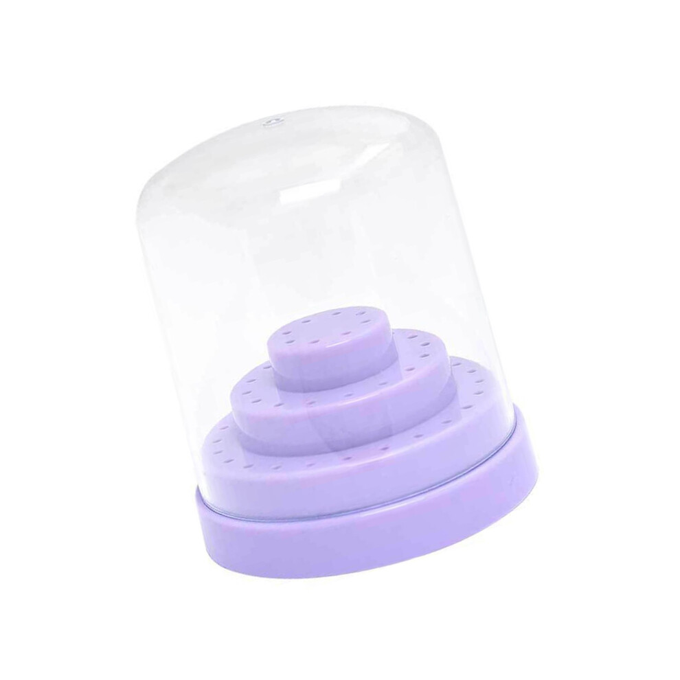Purple Sturdy Abs Nail Drill Bit Holder 48 Hole Organizer- Large