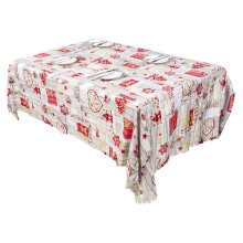 Elegante Tischdecke mit Weihnachtsmuster, Flanellrücken aus Polyester, rustikales Patchwork-Design, schwere Vinyl-Tischdecke, wasserdicht,