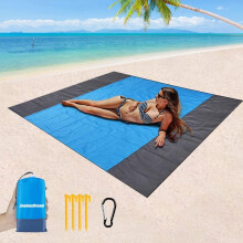 Tappetino da spiaggia leggero di grandi dimensioni, coperta portatile compatta in poliestere ripstop impermeabile e antisabbia, perfetta per