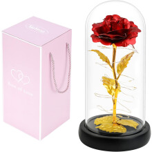 Presentes significativos para ela: Rosas vermelhas em cúpula de vidro, flores preservadas românticas para o Dia dos Namorados, Dia das Mães,