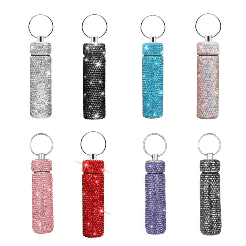 Glitzernde Strass-Pillenbox, tragbarer-Schwarz 1