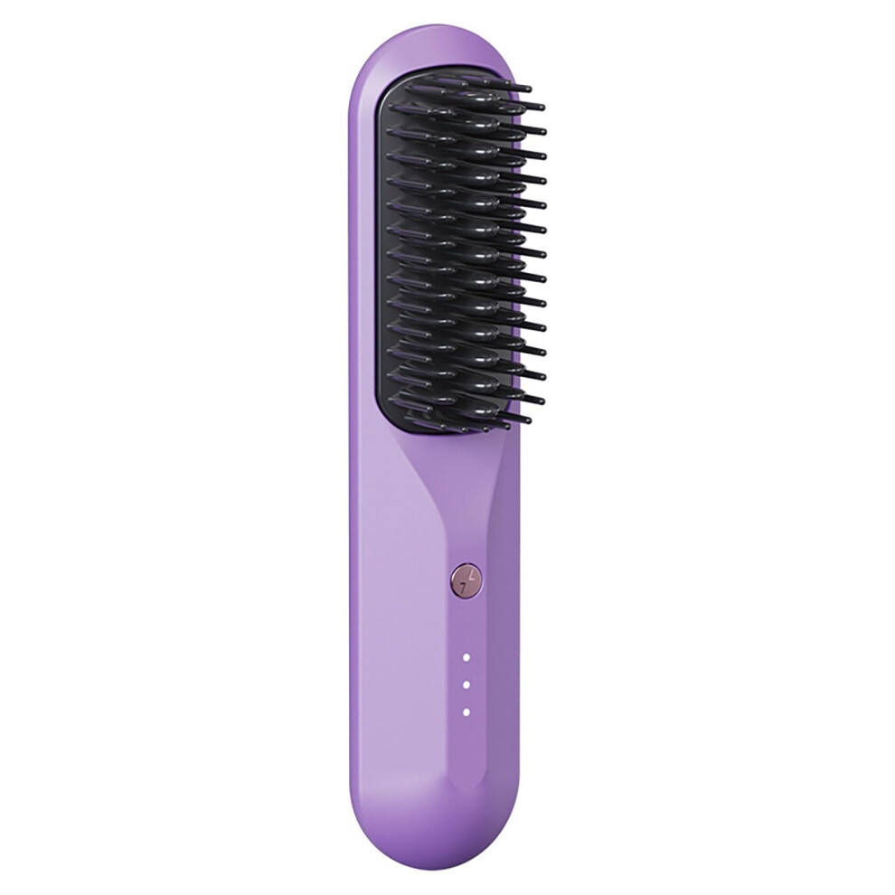 Hot Comb Straightener USB Rechargeable Hair Straightening Brush 3D Tooth 3 Temps Anti Scald 4C Hair Travel Home One Size