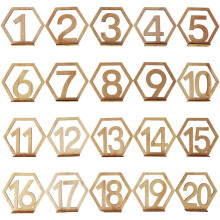 Números de mesa hexagonais para decoração de recepção de casamento em madeira ecológica sem pintura (faça você mesmo), com superfície