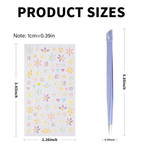 4 Sheets 5D Flower Nail Stickers Nails Decorations Flower Nails 2
