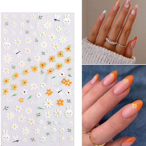 4 Sheets 5D Flower Nail Stickers Nails Decorations Flower Nails 1