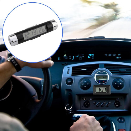 Car Dashboard Clock with Temperature Gauge and Blue Backlight for Air Vent 1