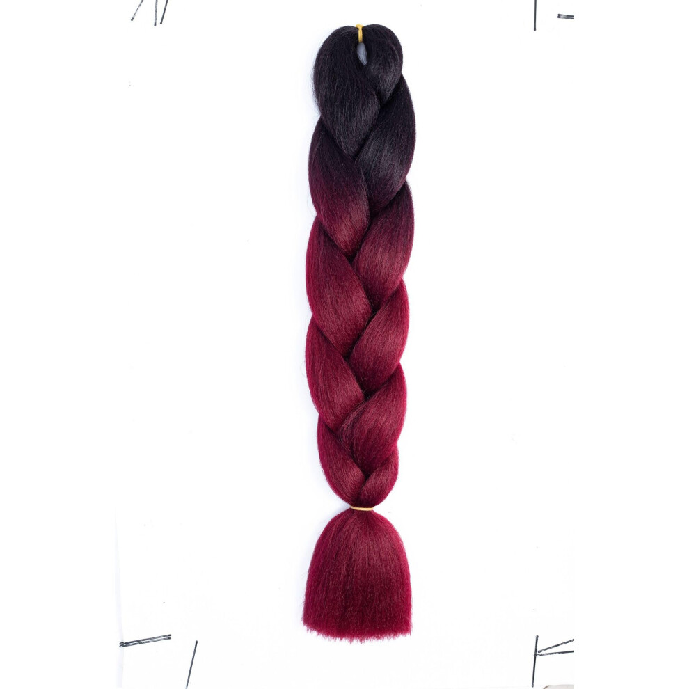 Braiding Hair Extensions 3 Packs 100G Per Pack 24 Inch  Temp Synthetic Twist Crochet Braids Black To Wine Red