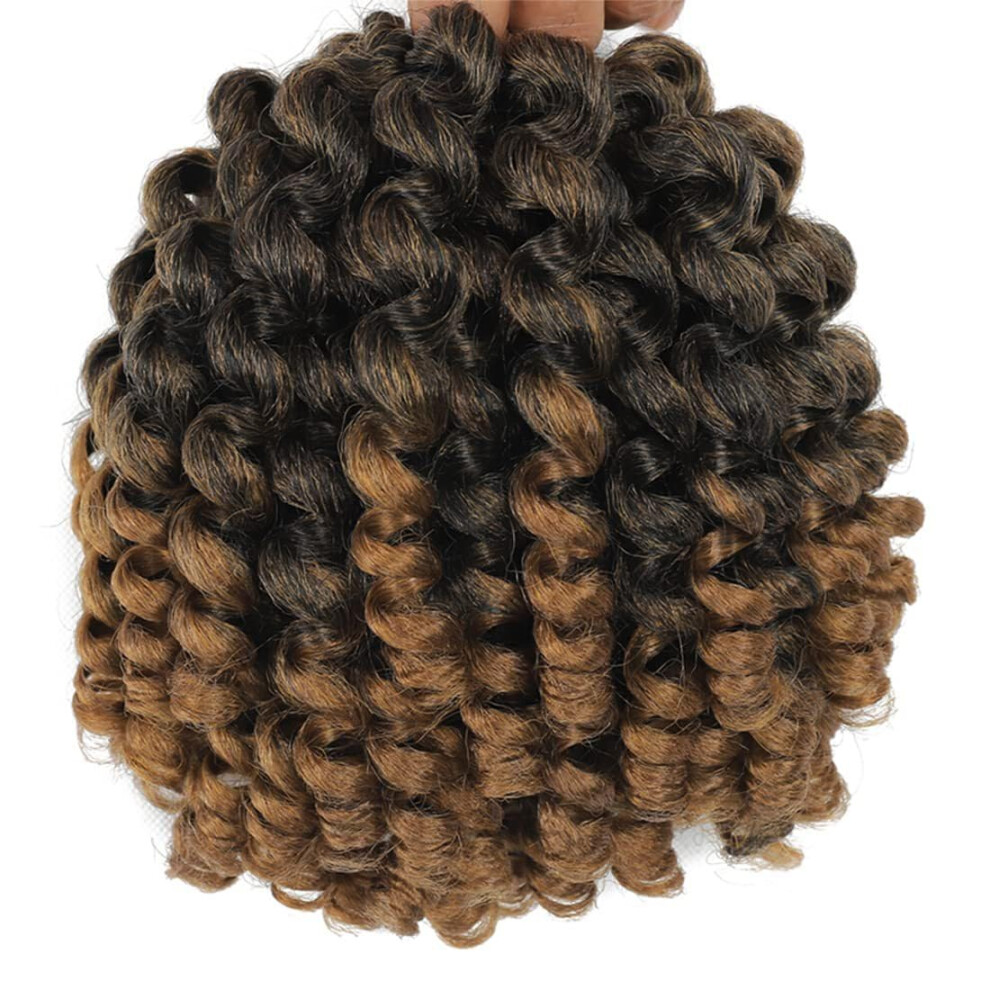 Unisex Crochet Hair 8 Inch Wand Curl, Short Curly Braiding, Jumbo Passion Twist, 6 Pack, Color C