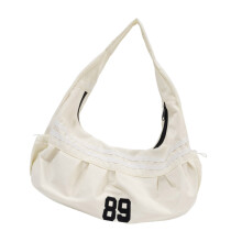 Women Shoulder Bag Retro Dumplings Bag Girls Outdoor Bag-White