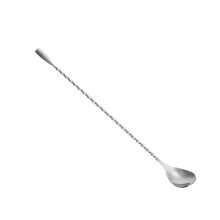 Stainless Steel Long Handle Bar Spoon For Drink Mixing With Smooth Head Stirring Coffee Juice Ice Polished Finish