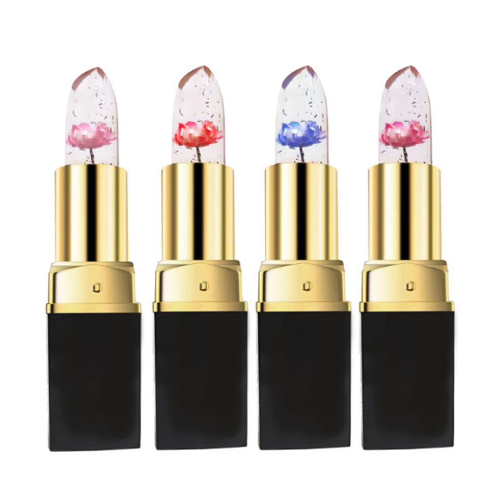 4pcs Jelly Flower Color Changing Lipstick Moisturizing Long