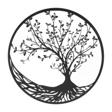 Metallbaum-Wandkunst, schlichtes Schwarz, 30 cm,