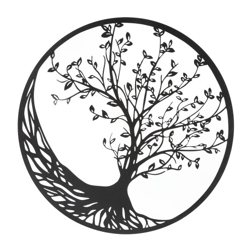 Metallbaum-Wandkunst, schlichtes Schwarz, 30 cm, 2