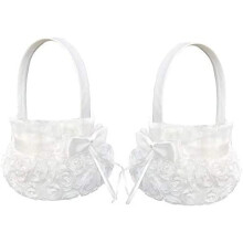 Cestinhas românticas de cetim com laço para daminhas, ideais para colocar flores ou pétalas de rosa, perfeitas para casamentos, cerimônias,