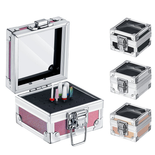 Compact Nail Drill Bit Organizer Metal Manicure-Silver 1