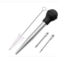 Turkey Baster And Meat Injector With Cleaning Brush For BBQ And Roast Black Gift For Thanksgiving Christmas