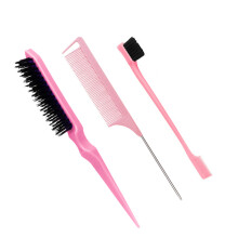 3 stuks Haarstyling Kam Set Plagen Haarborstel Randborstel-Roze
