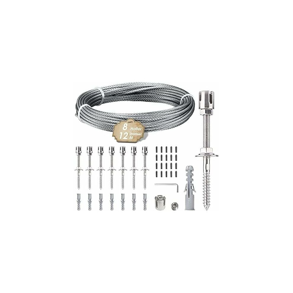 Flexible Stainless Steel Wire Rope, Designed For High-Demand Environments, Offers Multi-Application Flexibility, Accompanied By Galvanized Metal Clamp 9466005227414