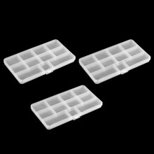 Organizador e porta-joias personalizável em plástico transparente com divisórias removíveis, mantém os produtos seguros e organizados, perfeito