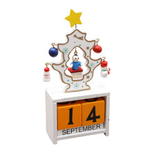 Calendário do Advento com Decoração de Árvore de Natal Brilhante, Blocos de Madeira para Mesa, Decoração de Natal para Casa e Escritório