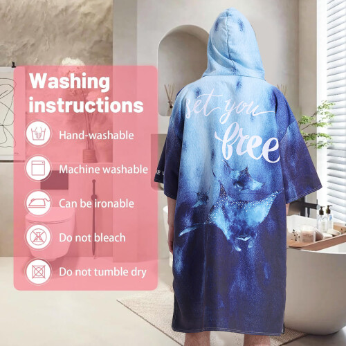 Πετσέτα Surf Poncho με κουκούλα, απορροφητική πετσέτα αλλαγής διπλής όψης από fleece, 1