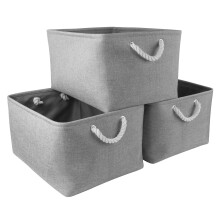 Cestos dobráveis multiuso, cestos decorativos para armazenamento em casa e no escritório com alças (3 unidades)