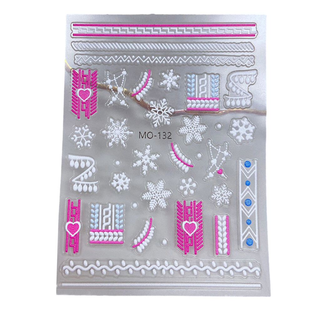 3D Embossed Christmas Glitter Nail Art Stickers Decals-MO132