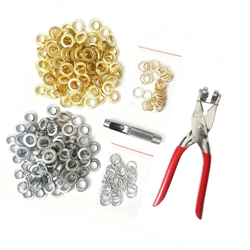 200pcs 12mm Iron Grommet Set Flared Design Comes with Punching