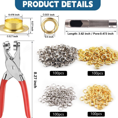 200pcs 12mm Iron Grommet Set Flared Design Comes with Punching 2