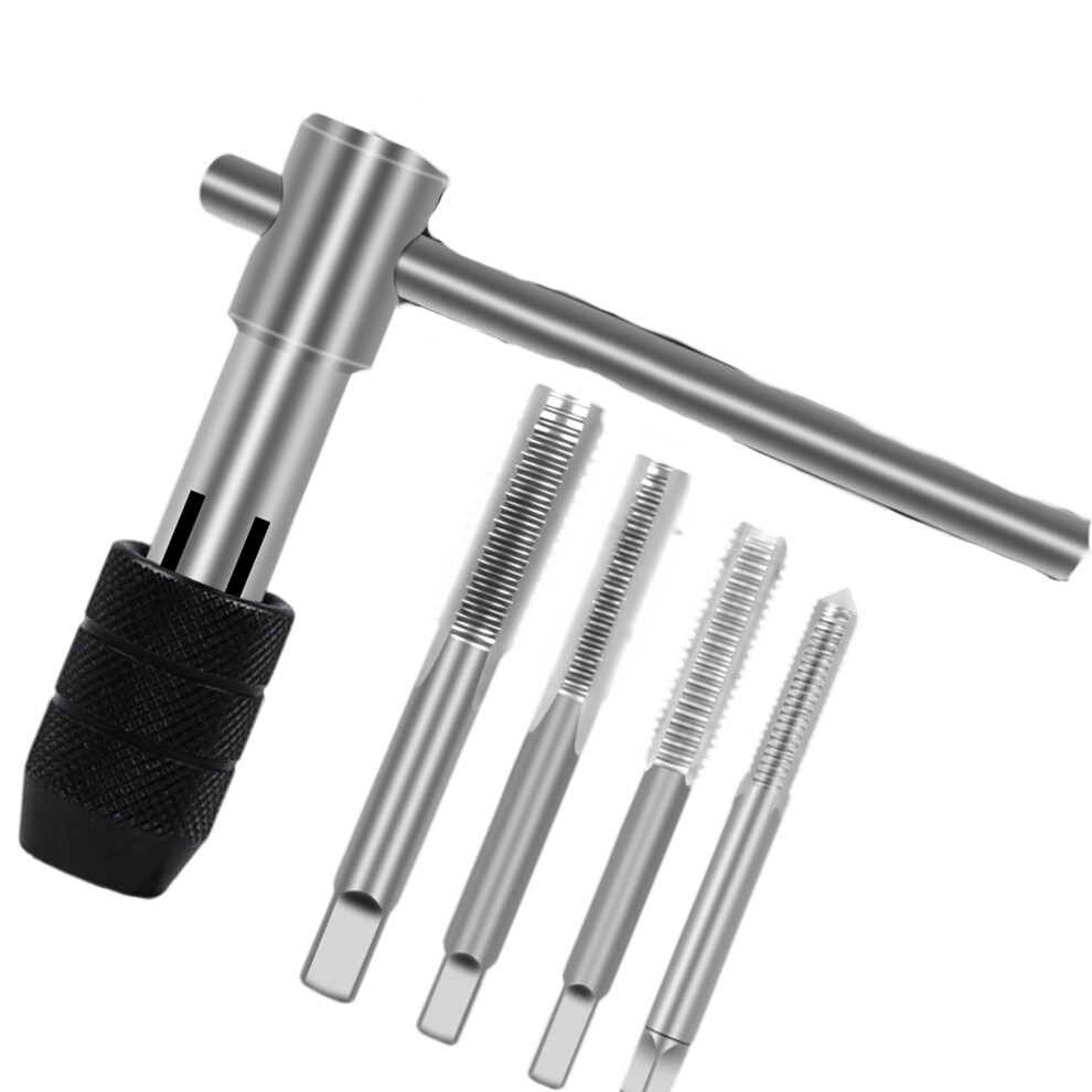 T-Handle Tap Wrench Threading Tool-Four Piece Set With Wrench 7627000420039