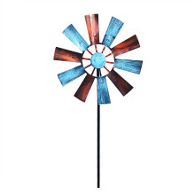 Metallene Gartendekoration für den Außenbereich, einfach zu montierende, wetterfeste Windmühlen, farbenfrohe Windspiele, kinetische Windspiele