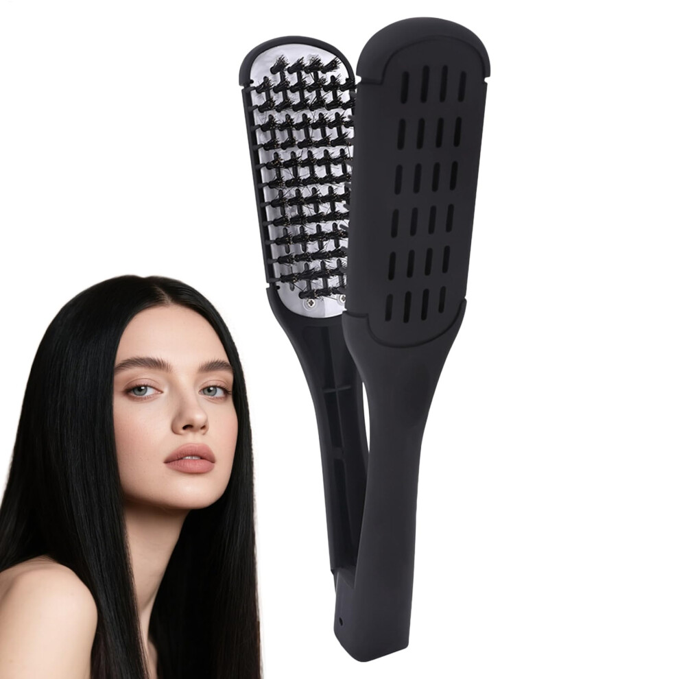 Hair Straightener Comb, DoubleSided, AntiSlip Grip, Comfortable Handle, Straightener Brush For All Hair Types