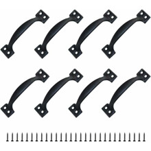 Vintage Gate Handles, Steel Black Coated Bow Door Handle, Multipurpose Cabinet Handle Pulls, Comfortable and Easy to Install for Wide Use in Modern an