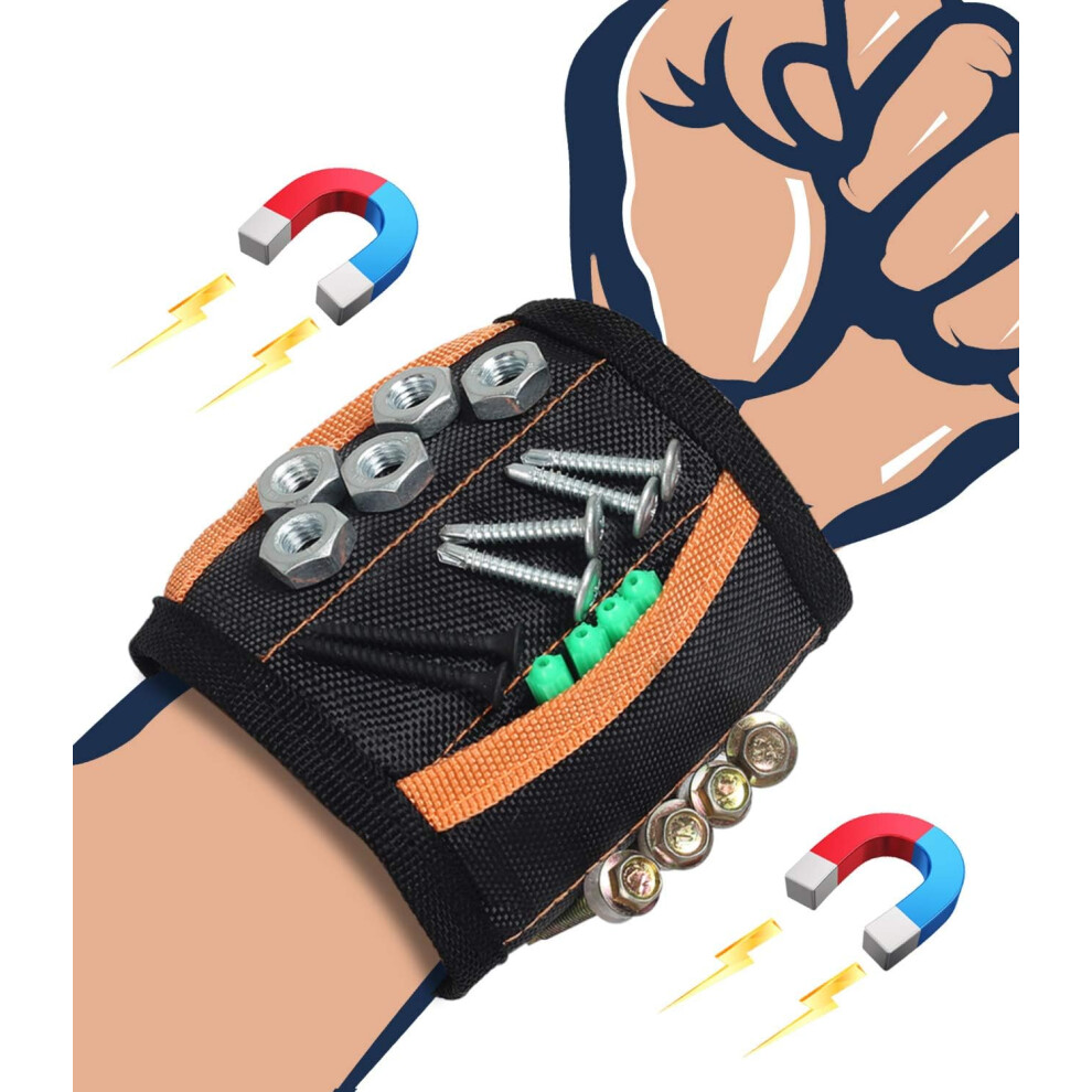 Gifts For Men Dad Husband Him: Magnetic Wristband With Holding Screws Feature, Super Strong Magnets Ensure Tools Stay Close At Hand For Home Improveme 9404207858296
