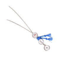 Quasten-Schneemann-Knopf-Anhänger-Halskett-Blauer Seil-Schneemann