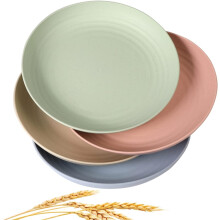 10" Unbreakable Wheat Straw Plates, Non-Toxic & BPA Free - Space-saving Lightweight Dishes for Everyday Meals, Picnics, and Camping Trips