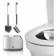 2-in-1-Toilettenbürstenset fürs Badezimmer, automatischer Öffnungs- und Schließmechanismus für optimale Hygiene, effiziente Borsten für
