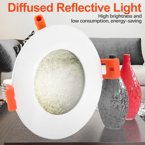 Luminárias de LED embutidas ultrafinas para interiores de trailers, downlight dimerizável de 3 polegadas com emissão de luz suave e sem 1