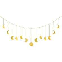 Wanddecoratie boven het bed, bohemian, esthetische gouden maanfase wandhanger, etherisch elegant ontwerp, ideaal voor slaapkamer of studentenkamer.