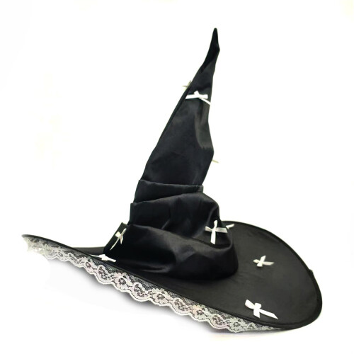 Biegsamer Gothic-Hexenhut mit Spitzenbesatz und
