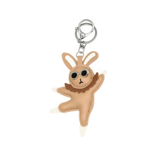 Mini porte-clés lapin avec chaussures de ballet, artisanat-Brun