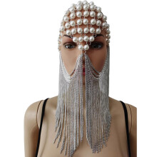 Handmade Pearls Head Chain Stylish Women Headband Tassels Shape